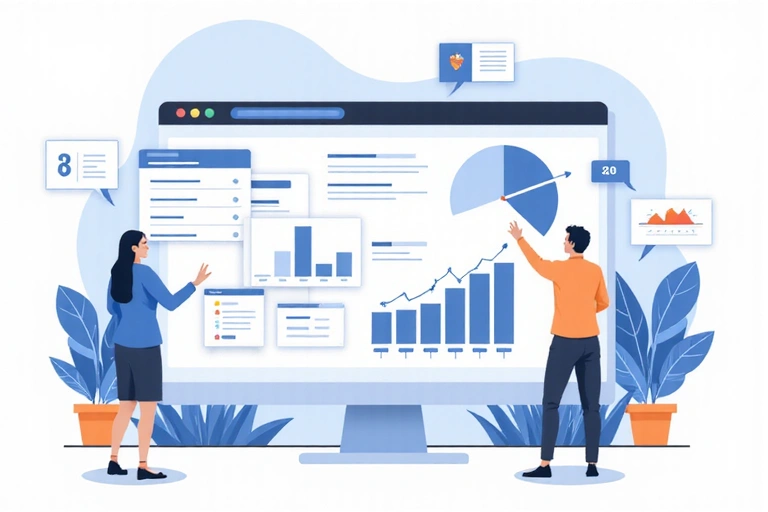 Wykresy i statystyki danych internetowych symbolizujące analizę plików logów