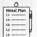 Ikona przedstawiająca plan posiłków na kartce papieru